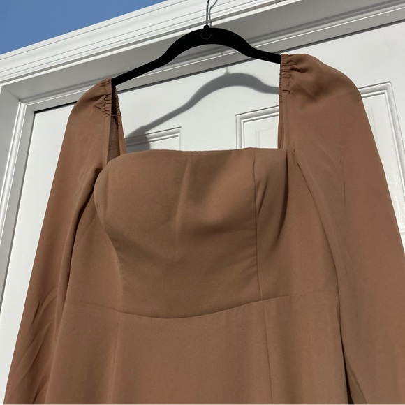BHLDN size 4 Kayleigh Georgette dress in sienna long sleeve neutral event dress - Picture 5 of 8